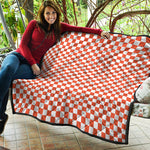 Lava Orange And White Checkered Print Quilt