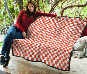 Lava Orange And White Checkered Print Quilt