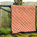 Lava Orange And White Checkered Print Quilt