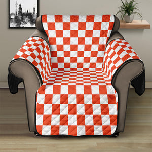 Lava Orange And White Checkered Print Recliner Protector