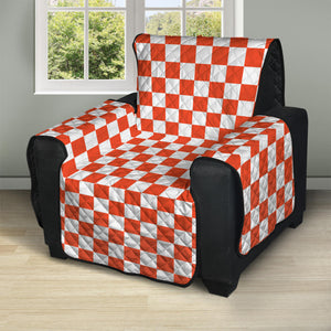 Lava Orange And White Checkered Print Recliner Protector