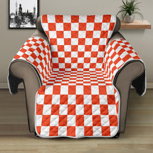 Lava Orange And White Checkered Print Recliner Protector