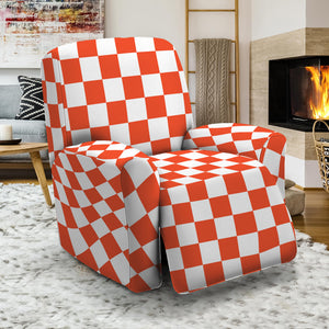 Lava Orange And White Checkered Print Recliner Slipcover