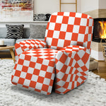 Lava Orange And White Checkered Print Recliner Slipcover