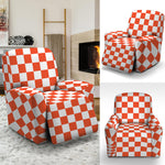 Lava Orange And White Checkered Print Recliner Slipcover