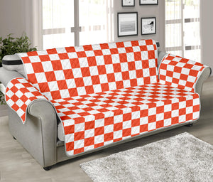 Lava Orange And White Checkered Print Sofa Protector