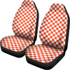 Lava Orange And White Checkered Print Universal Fit Car Seat Covers