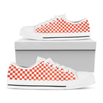 Lava Orange And White Checkered Print White Low Top Shoes