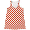 Lava Orange And White Checkered Print Women's Racerback Tank Top