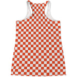 Lava Orange And White Checkered Print Women's Racerback Tank Top