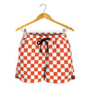 Lava Orange And White Checkered Print Women's Shorts