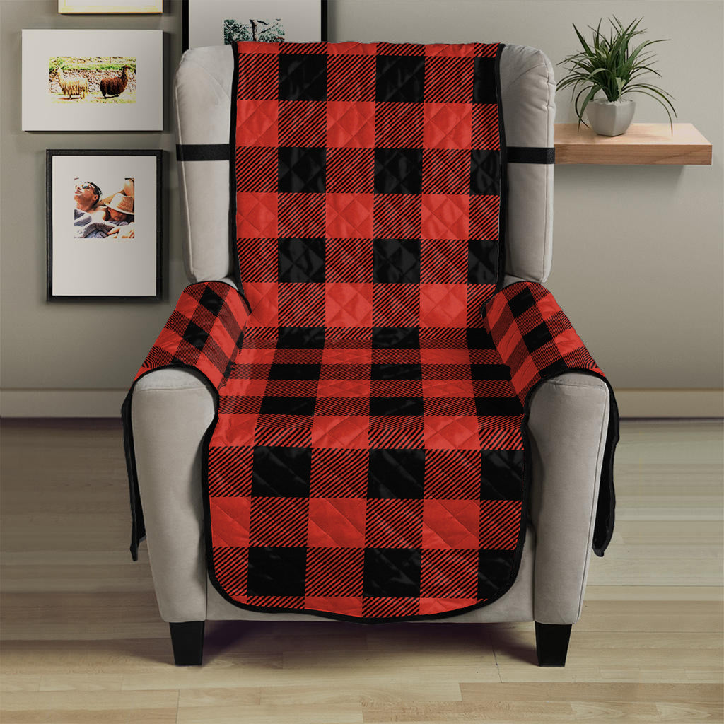 Lava Orange Buffalo Check Pattern Print Armchair Protector