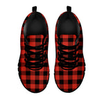 Lava Orange Buffalo Check Pattern Print Black Sneakers