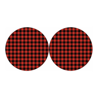 Lava Orange Buffalo Check Pattern Print Car Coasters