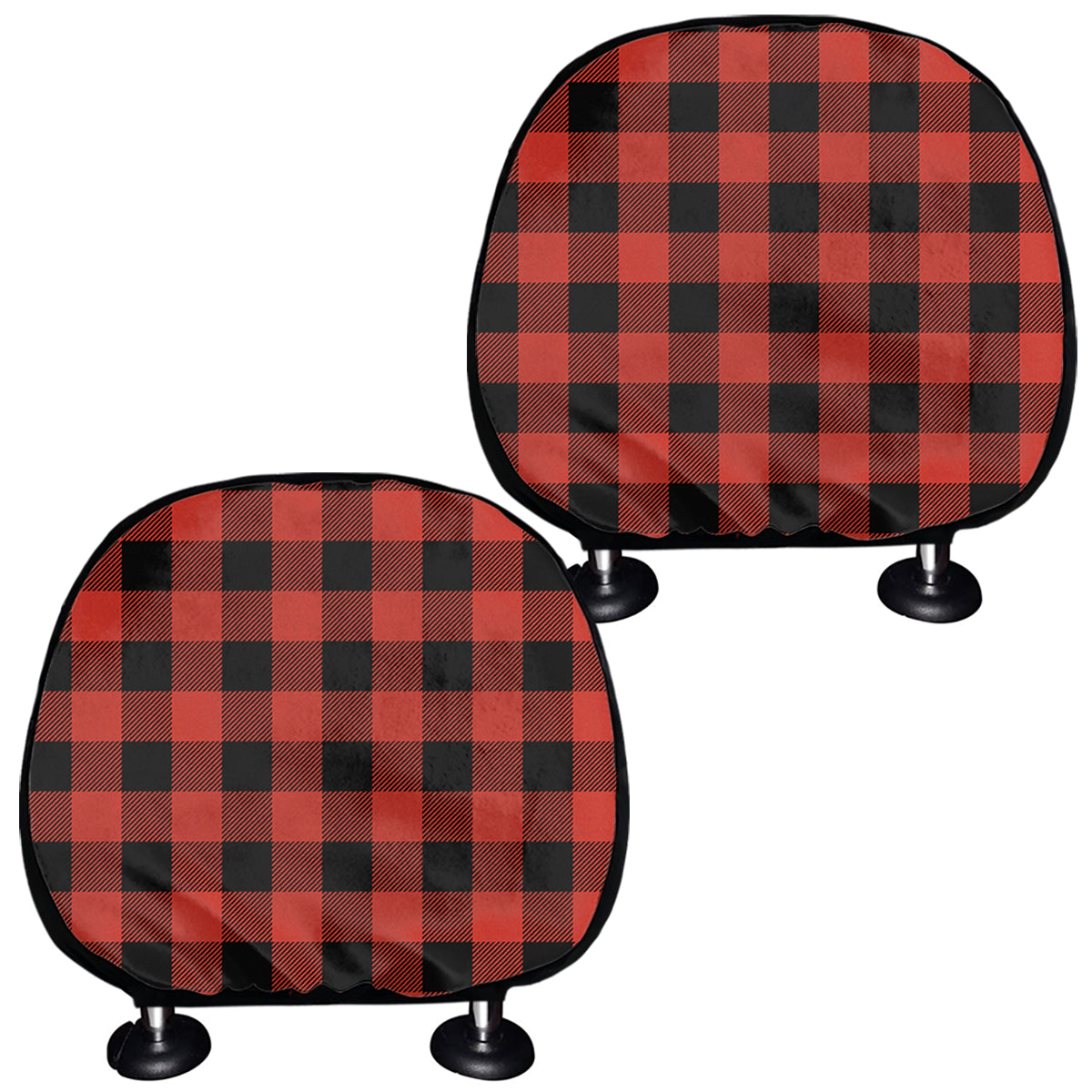 Lava Orange Buffalo Check Pattern Print Car Headrest Covers