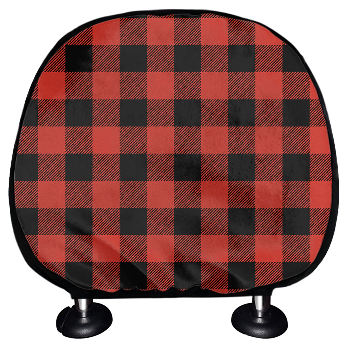 Lava Orange Buffalo Check Pattern Print Car Headrest Covers