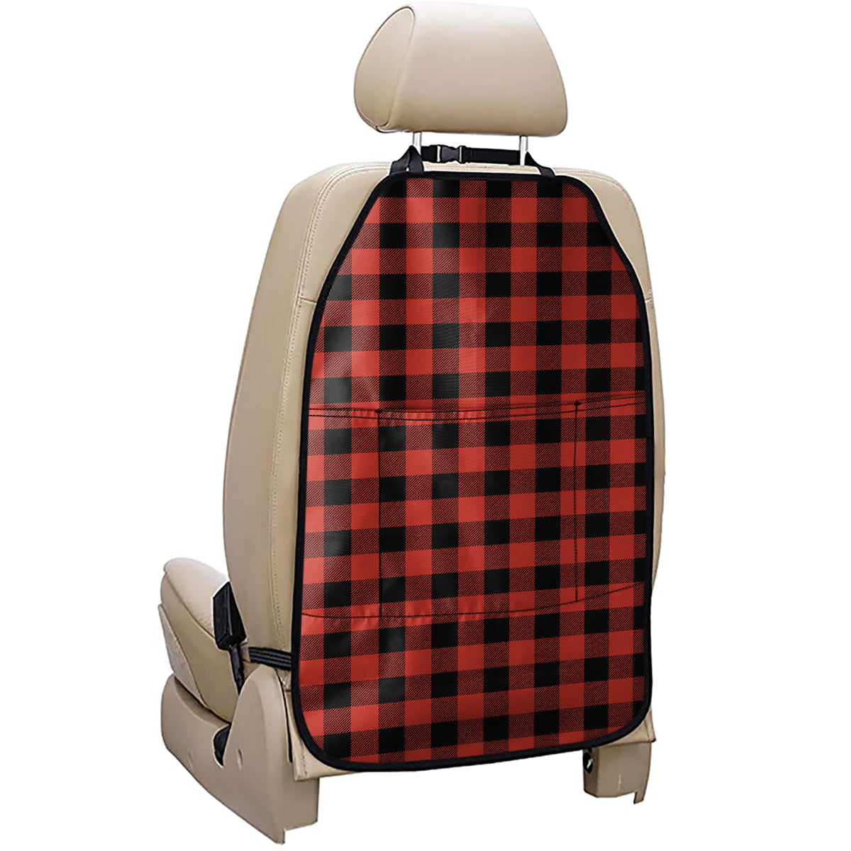 Lava Orange Buffalo Check Pattern Print Car Seat Organizers