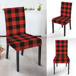 Lava Orange Buffalo Check Pattern Print Dining Chair Slipcover