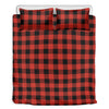 Lava Orange Buffalo Check Pattern Print Duvet Cover Bedding Set