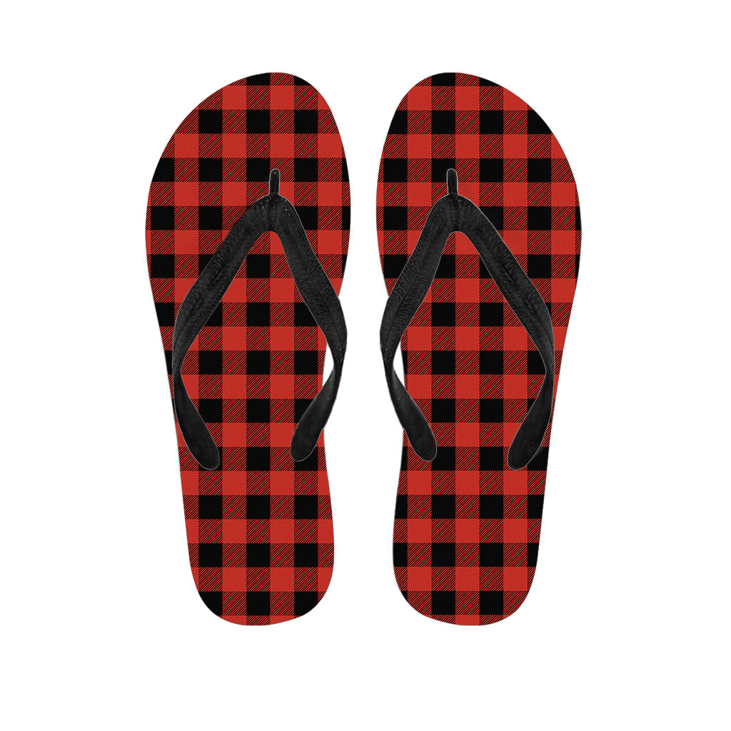 Lava Orange Buffalo Check Pattern Print Flip Flops