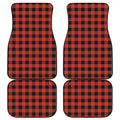 Lava Orange Buffalo Check Pattern Print Front and Back Car Floor Mats