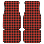 Lava Orange Buffalo Check Pattern Print Front and Back Car Floor Mats