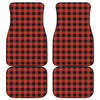 Lava Orange Buffalo Check Pattern Print Front and Back Car Floor Mats