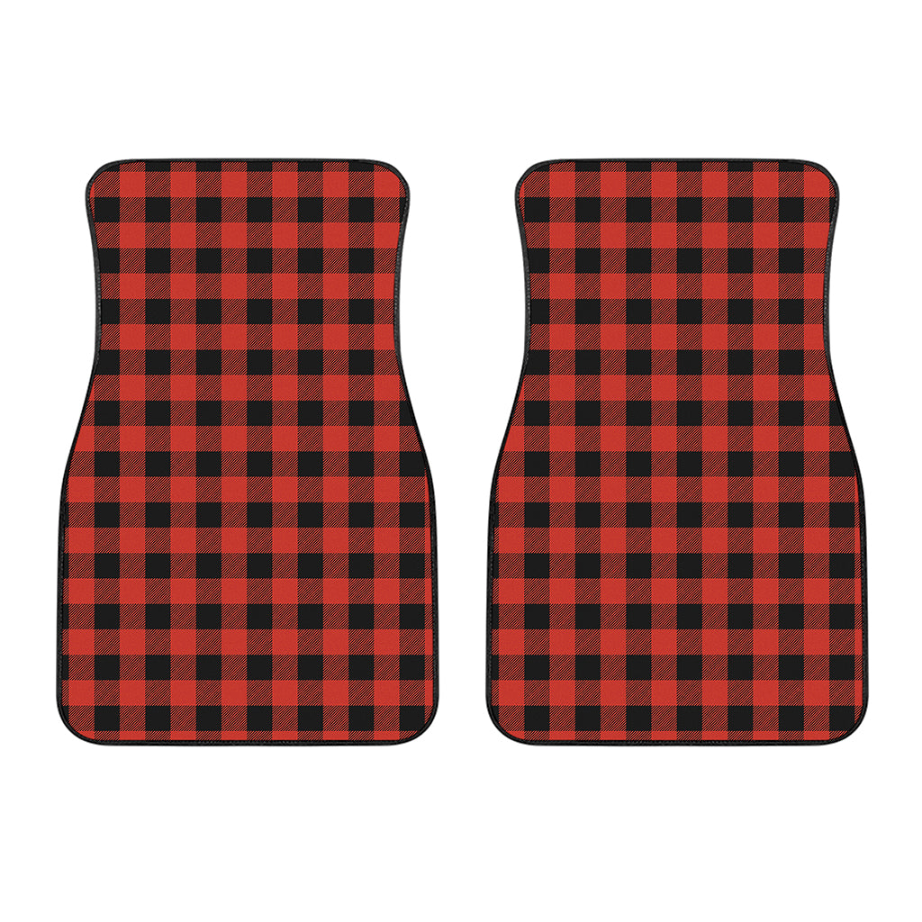 Lava Orange Buffalo Check Pattern Print Front Car Floor Mats