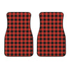 Lava Orange Buffalo Check Pattern Print Front Car Floor Mats