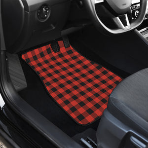 Lava Orange Buffalo Check Pattern Print Front Car Floor Mats