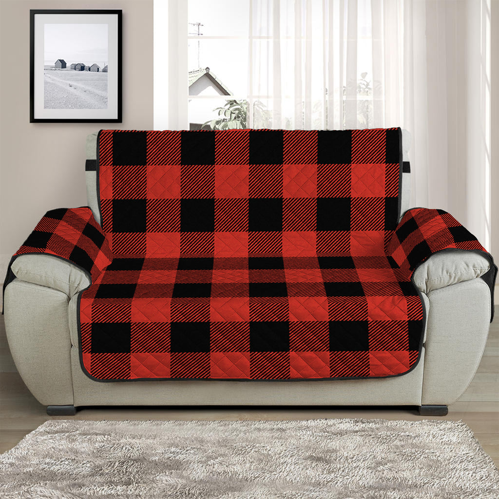 Lava Orange Buffalo Check Pattern Print Half Sofa Protector