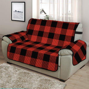 Lava Orange Buffalo Check Pattern Print Half Sofa Protector