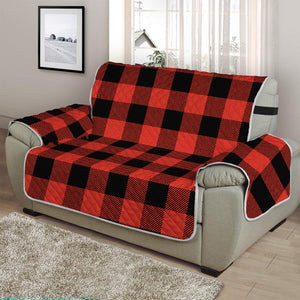 Lava Orange Buffalo Check Pattern Print Half Sofa Protector