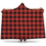 Lava Orange Buffalo Check Pattern Print Hooded Blanket