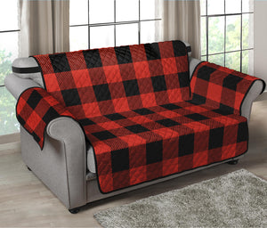 Lava Orange Buffalo Check Pattern Print Loveseat Protector