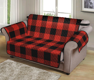 Lava Orange Buffalo Check Pattern Print Loveseat Protector