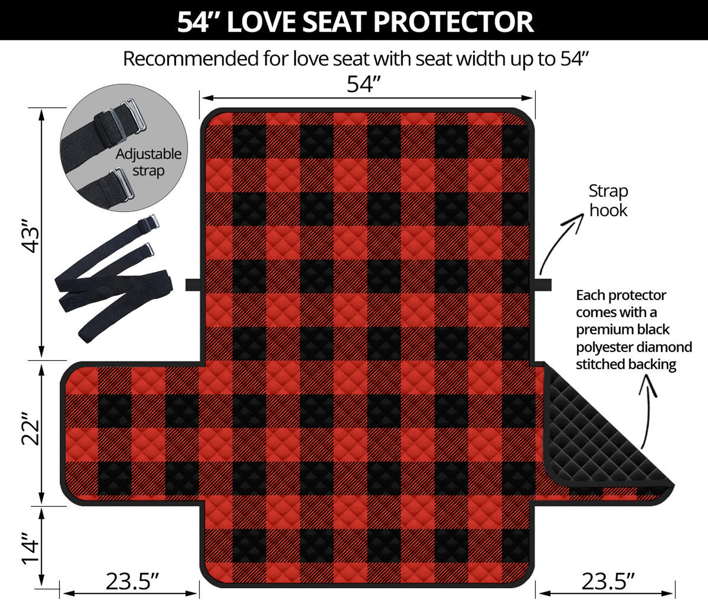 Lava Orange Buffalo Check Pattern Print Loveseat Protector