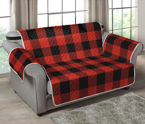 Lava Orange Buffalo Check Pattern Print Loveseat Protector