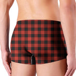 Lava Orange Buffalo Check Pattern Print Men's Boxer Briefs