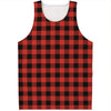 Lava Orange Buffalo Check Pattern Print Men's Tank Top