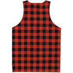 Lava Orange Buffalo Check Pattern Print Men's Tank Top