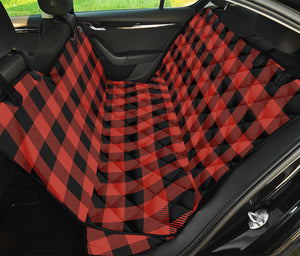 Lava Orange Buffalo Check Pattern Print Pet Car Back Seat Cover