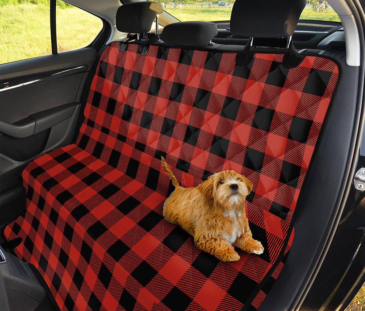 Lava Orange Buffalo Check Pattern Print Pet Car Back Seat Cover