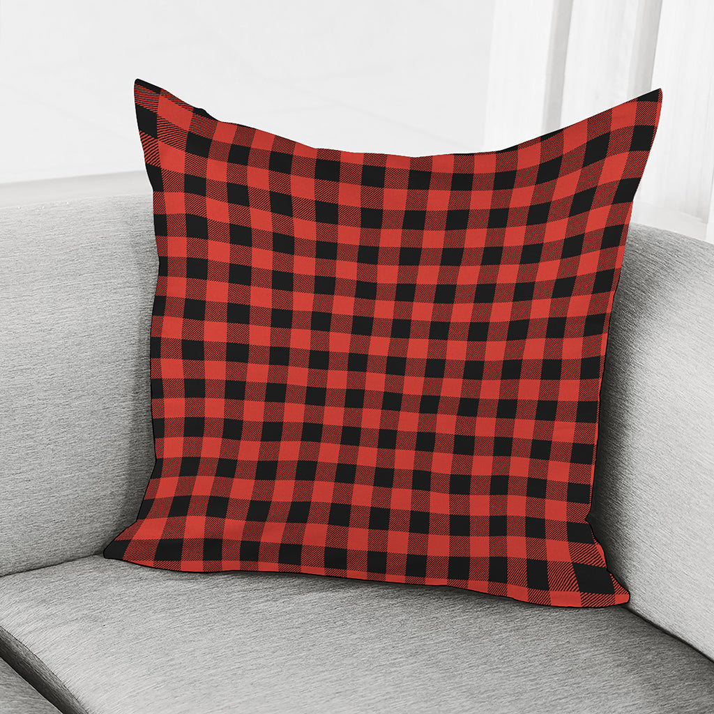 Lava Orange Buffalo Check Pattern Print Pillow Cover