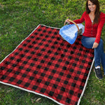 Lava Orange Buffalo Check Pattern Print Quilt