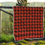 Lava Orange Buffalo Check Pattern Print Quilt