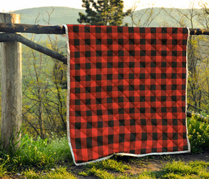 Lava Orange Buffalo Check Pattern Print Quilt