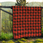 Lava Orange Buffalo Check Pattern Print Quilt