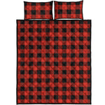 Lava Orange Buffalo Check Pattern Print Quilt Bed Set