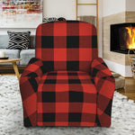 Lava Orange Buffalo Check Pattern Print Recliner Slipcover